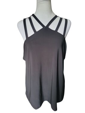 A.U.M. Women's Multi-Strap Halter Tank Top Black sz XL